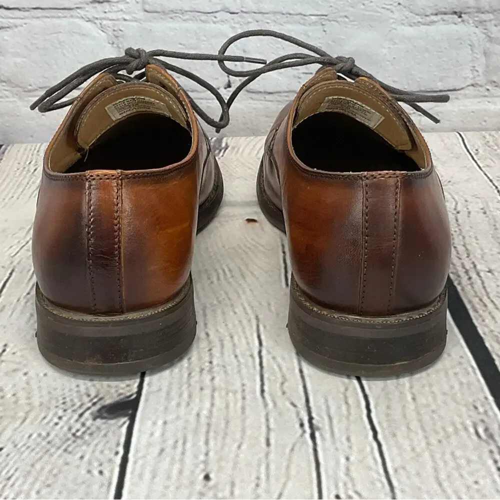 La Milano Leather Dress Shoes Men’s 9.5 Cognac Oxford Lace Up Business Casual